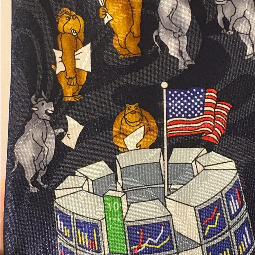 Fratello Vintage Stock Market Bulls and Bears Tie Necktie